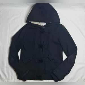 dELIA*S Women’s  Black Toggle Fleece Hooded Coat Medium Full Zip Up Hoodie